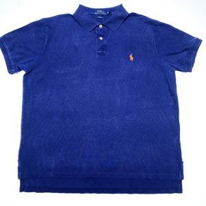 Blue/Orange * Polo Ralph Lauren Custom Fit Short Sleeve Polo Shirt - Sz XL